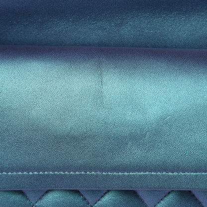 Chanel Metallic Lambskin Quilted Medium Double Flap Turquoise 11 of 14