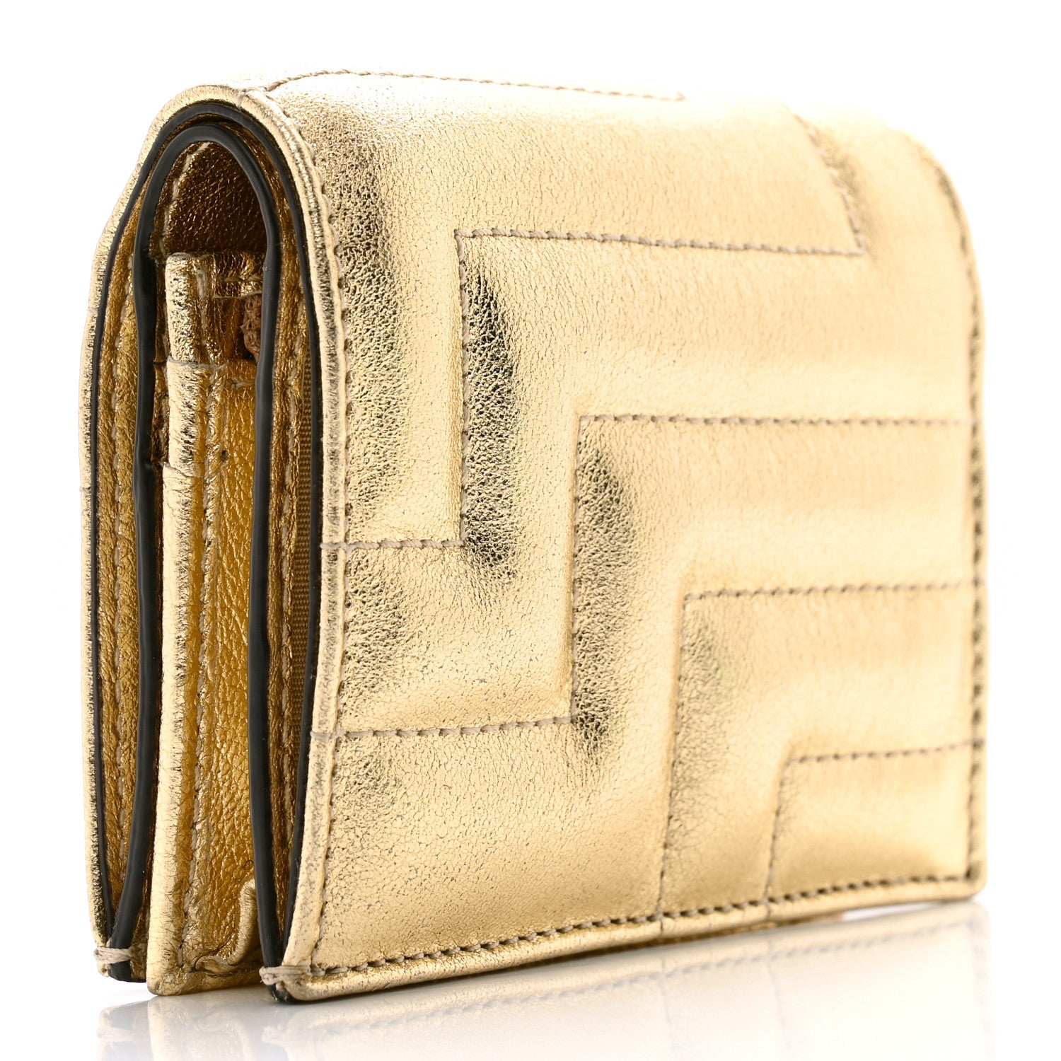 Jimmy Choo Nappa Quilted Hanne Compact Around Wallet Gold 3 of 8