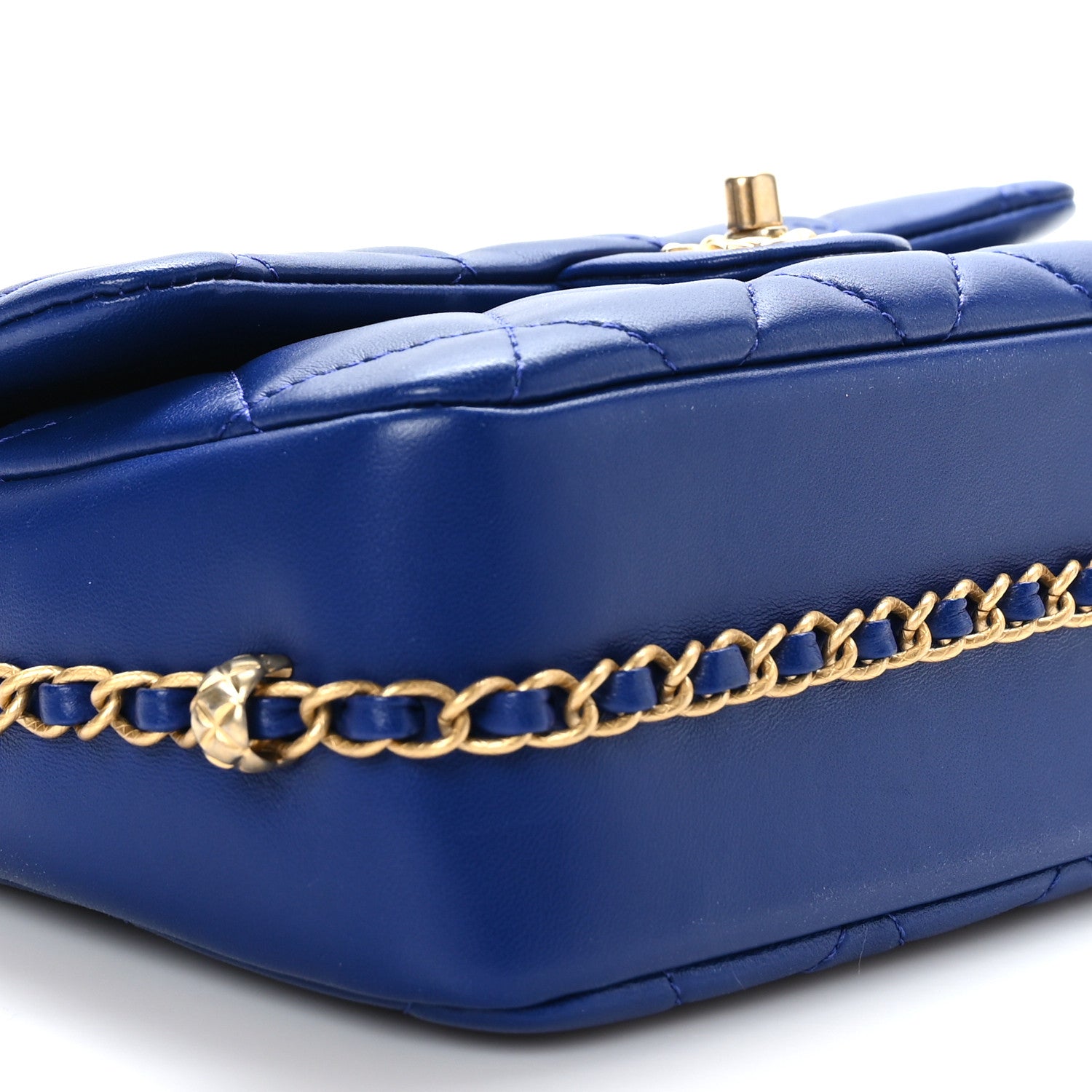 Chanel Lambskin Quilted Large CC Chain Flap Blue 8 of 9