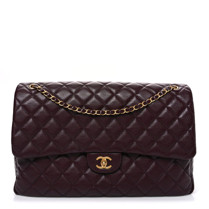 Chanel Grained Calfskin Quilted XXL Travel Flap Bag Burgundy 1 of 10