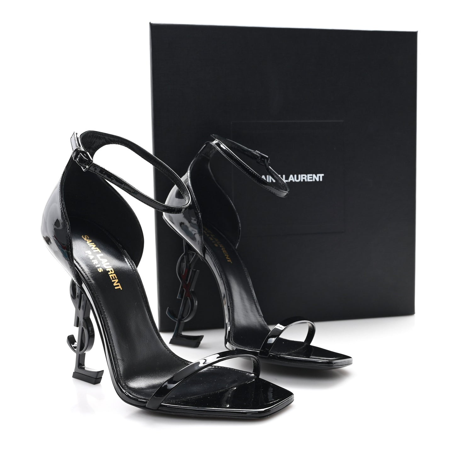 Patent Calfskin Opyum 110 Sandals 39 Black