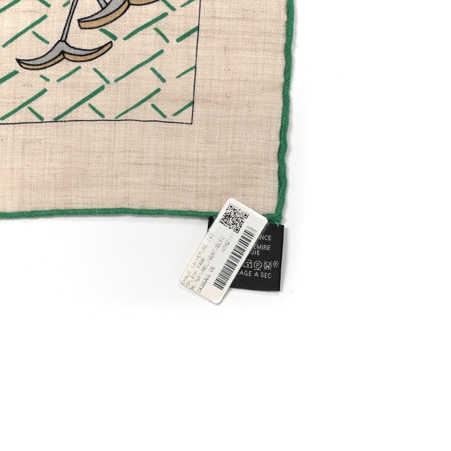 Hermes Cashmere Silk Splash Park Shawl 140 Naturel Vert Bleu 6 of 6