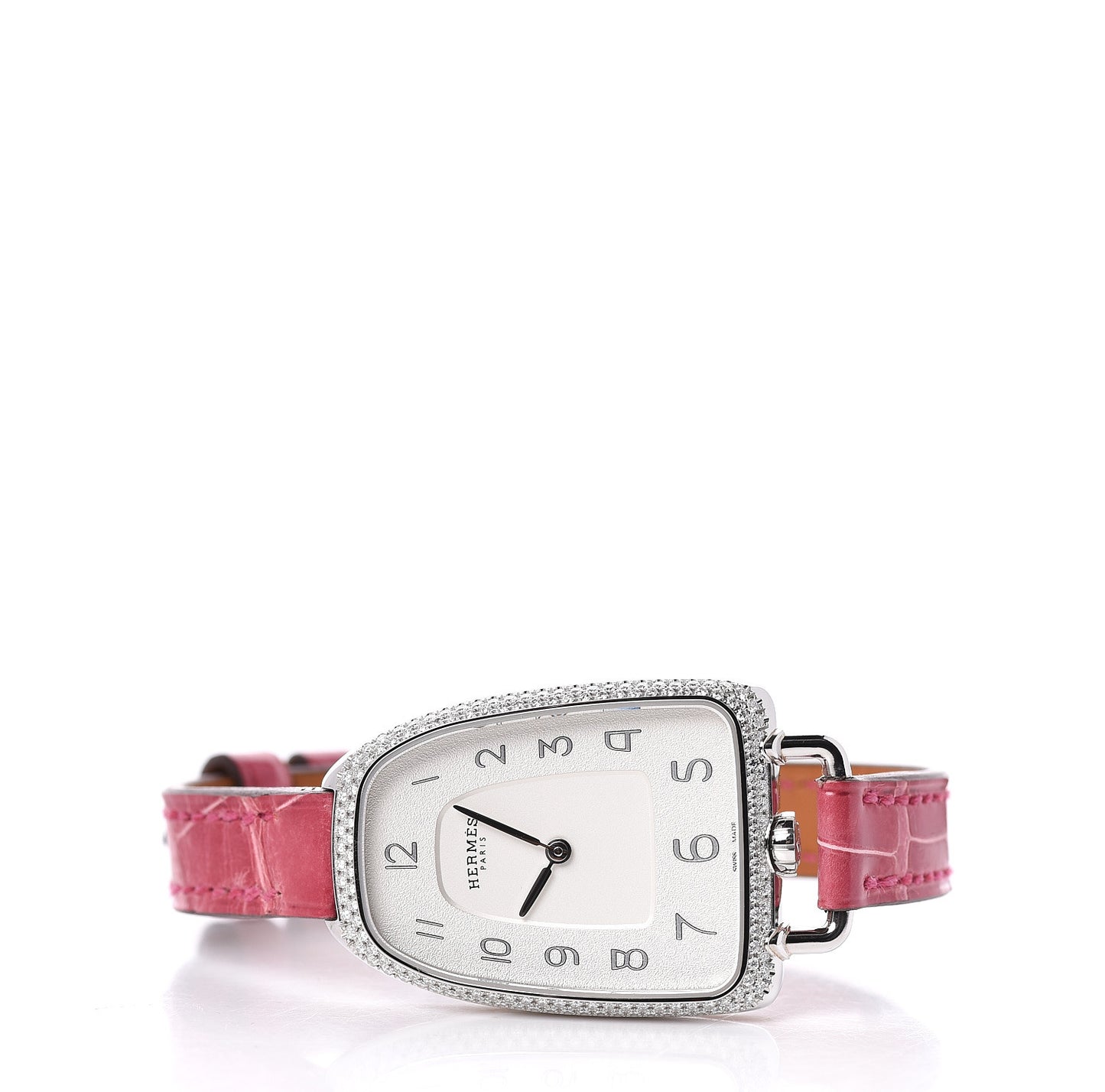Stainless Steel Alligator Diamond Bezel 26mm Galop Quartz Watch Framboise