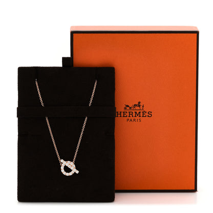 Hermes 18K Rose Gold Diamond Finesse Pendant Necklace 6 of 6