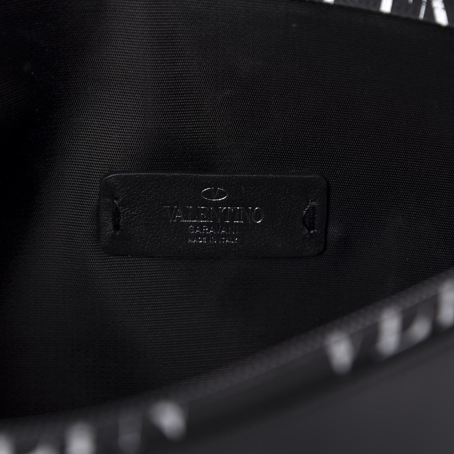 Calfskin Large VLTN Rockstud Flat Zip Pouch Black