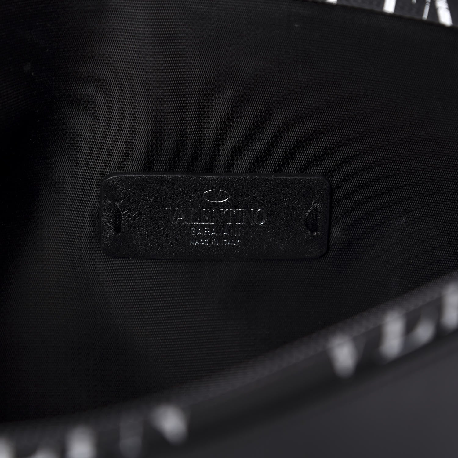 Valentino Garavani Calfskin Large VLTN Rockstud Flat Zip Pouch Black 6 of 6