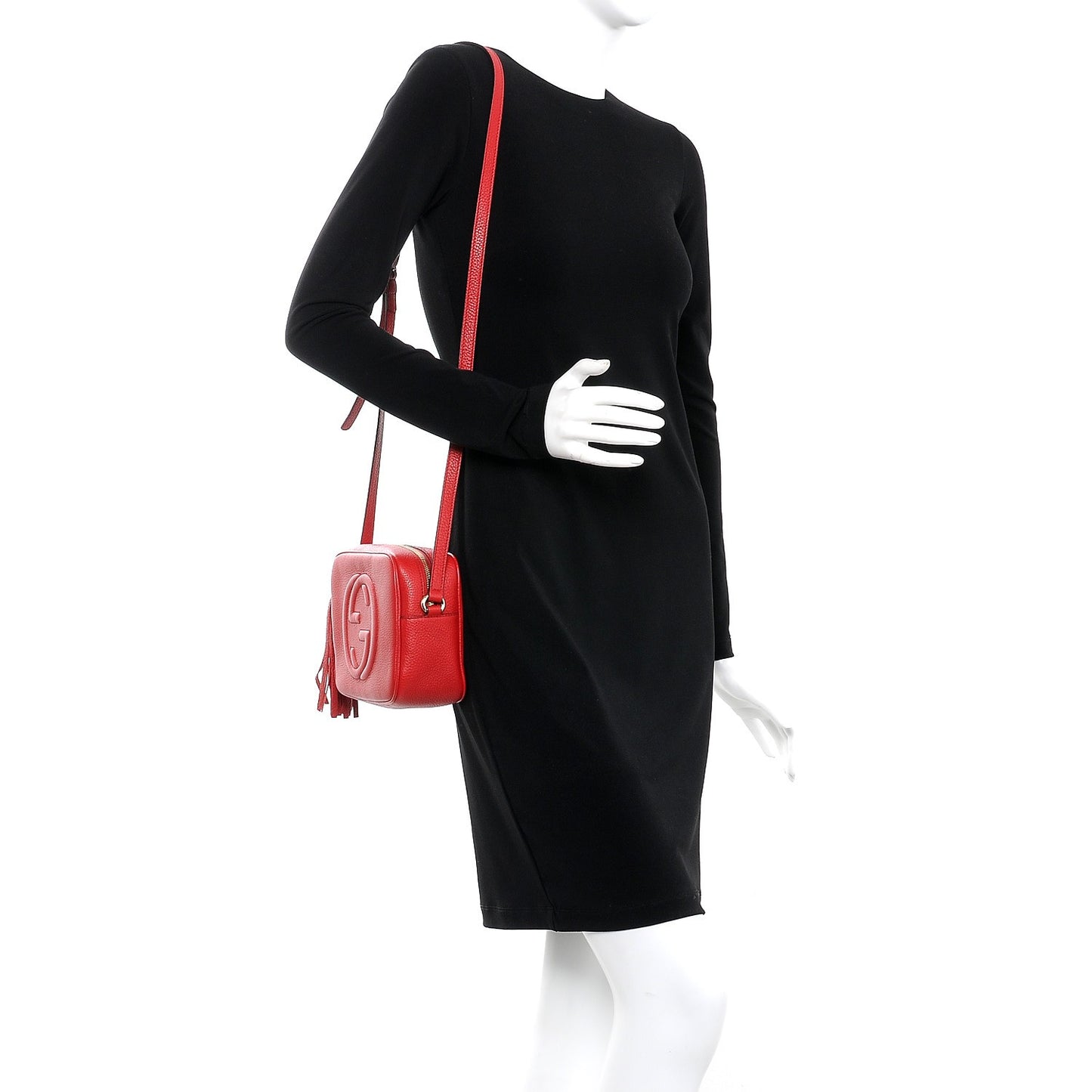 Pebbled Calfskin Small Soho Disco Bag Vibrant Red