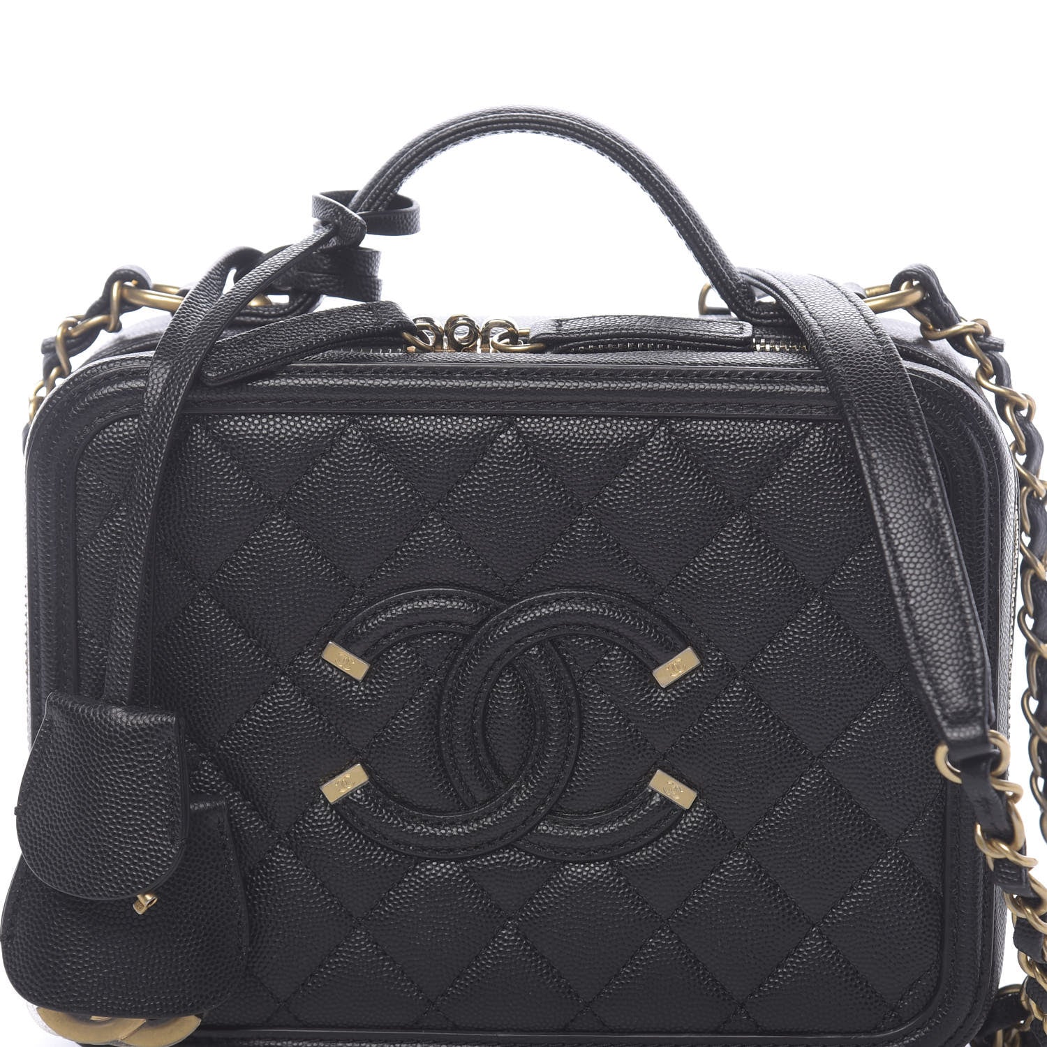 Chanel Caviar Quilted Medium CC Filigree Vanity Case Black 8 of 10