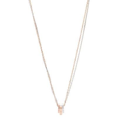 Cartier 18K White Pink Gold Diamond Three Ring LOVE Pendant Necklace 1 of 6
