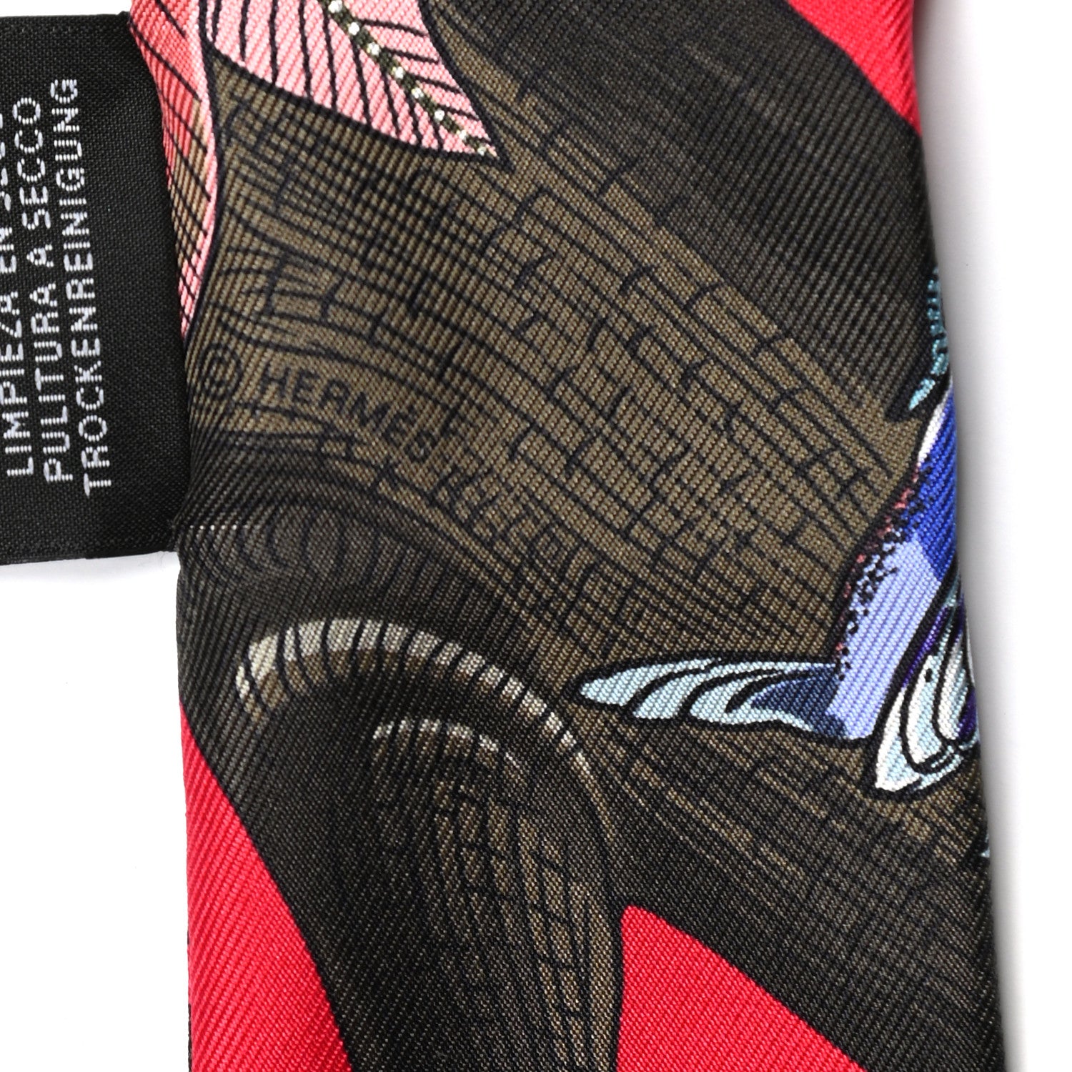 Hermes Silk Tree Of Song Twilly Rouge Bronze Bleu 3 of 4