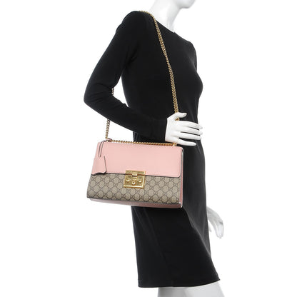 Gucci GG Supreme Monogram Calfskin Medium Padlock Shoulder Bag Beige Perfect Pink 2 of 8