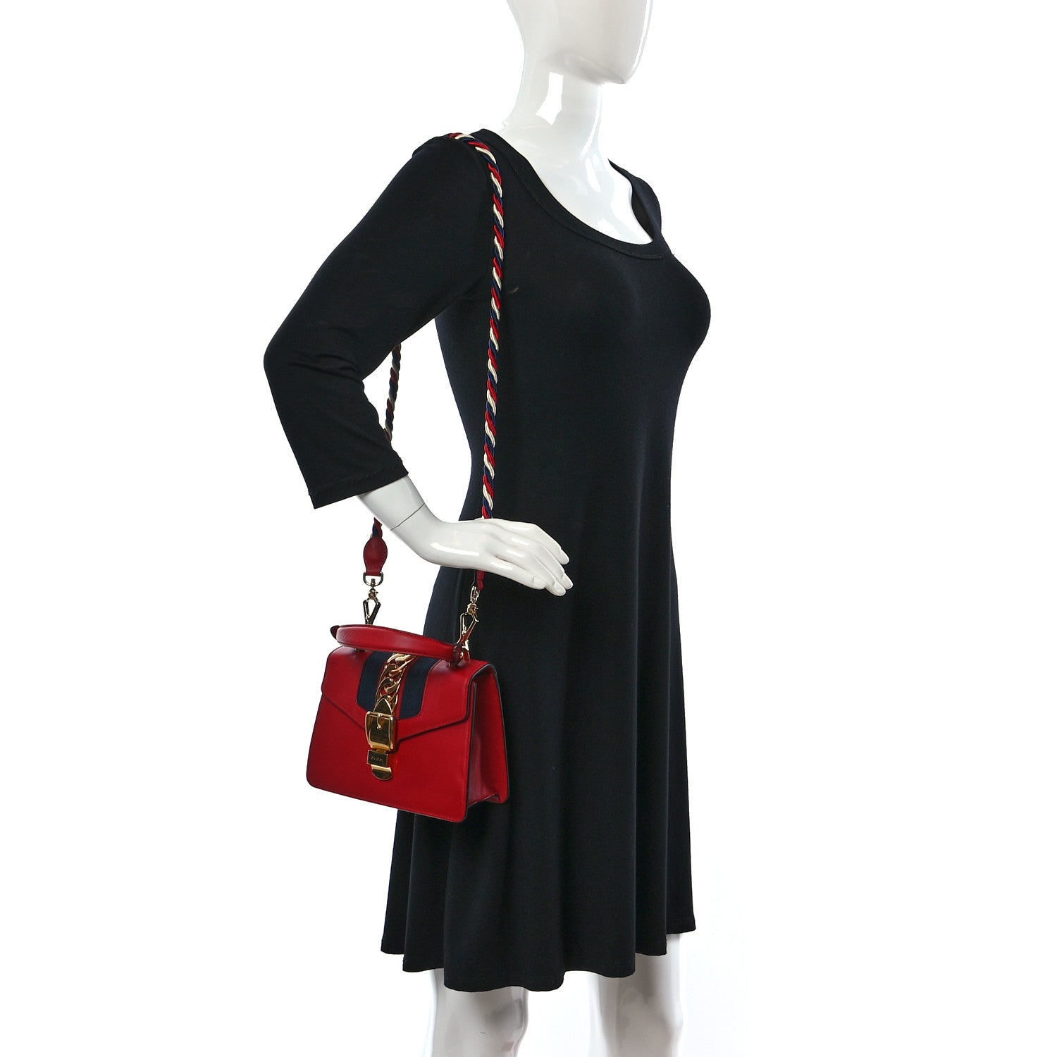 Gucci Calfskin Mini Sylvie Top Handle Bag Hibiscus Red 2 of 10