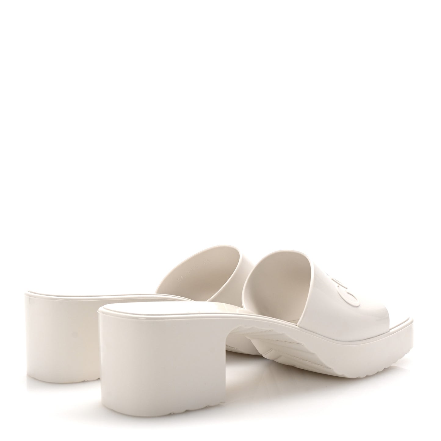 Rubber Gucci Logo Womens Platform 20/60mm Slide Sandals 41 Mystic White