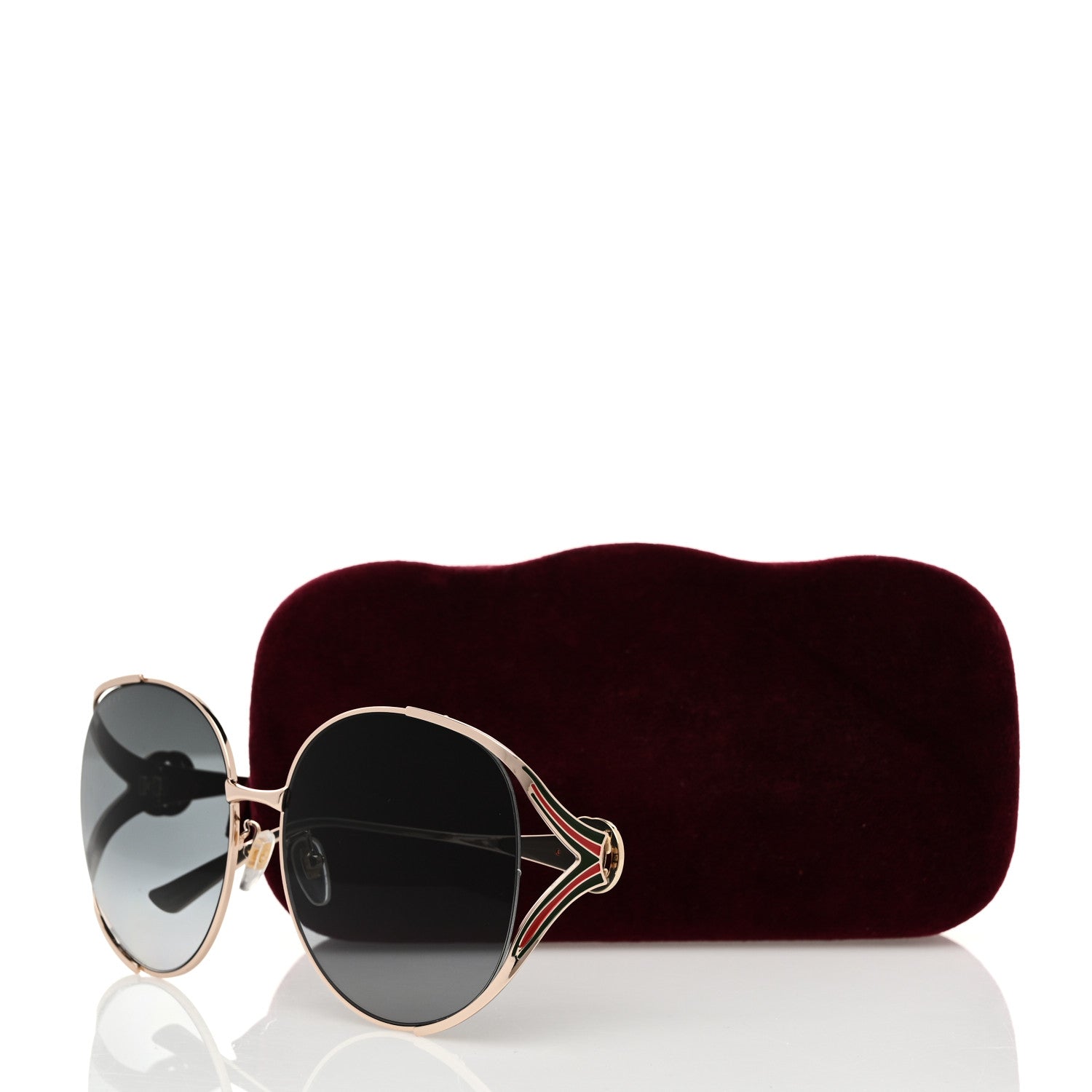 Gucci Metal Oversized Round Frame GG0225S Sunglasses Gold 8 of 8