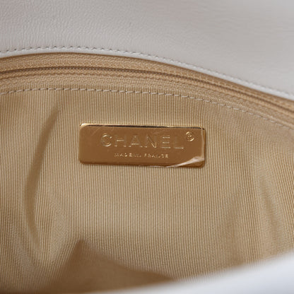 Chanel Goatskin Quilted Large Chanel 19 Flap White 8 of 10