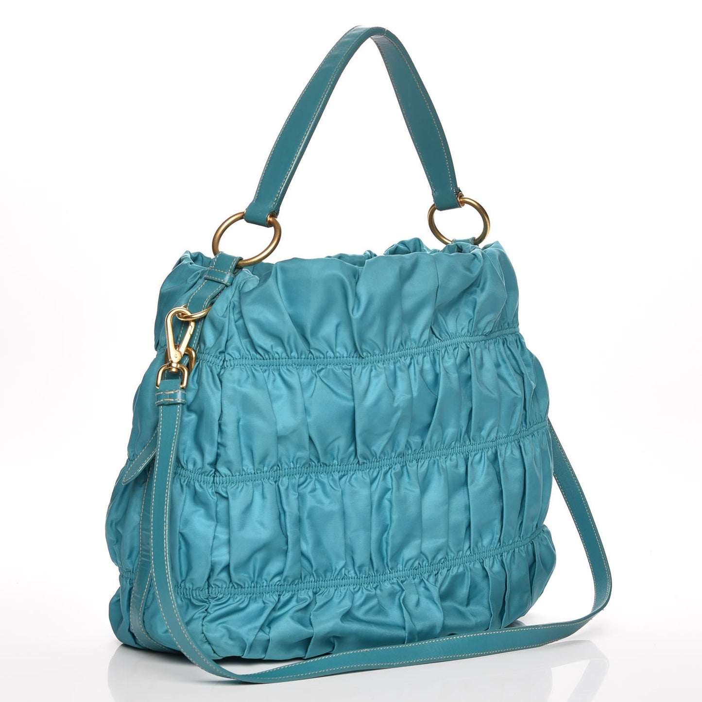 Tessuto Nylon Gaufre Tote Turchese