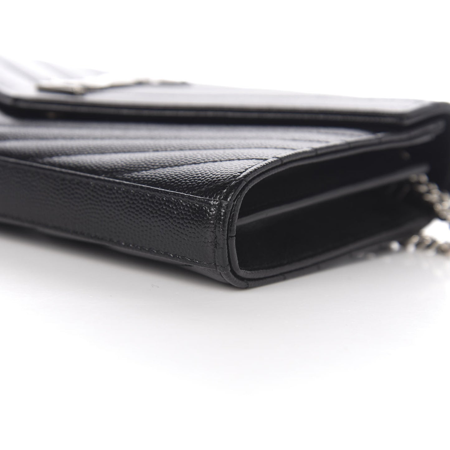 Grain De Poudre Matelasse Chevron Monogram Chain Wallet Black