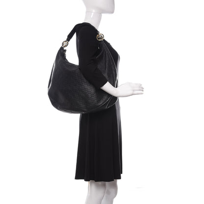 Gucci Guccissima Large GG Twins Hobo Black 2 of 9
