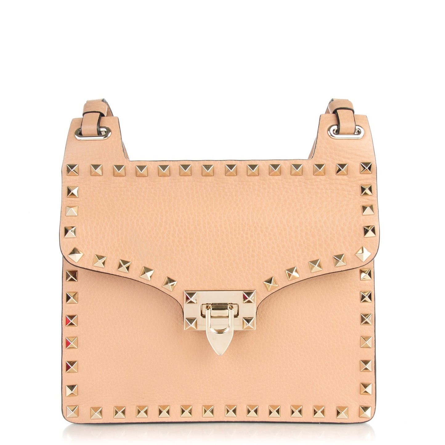 Pebbled Calfskin Rockstud Crossbody Messenger Bag Skin Sorbet