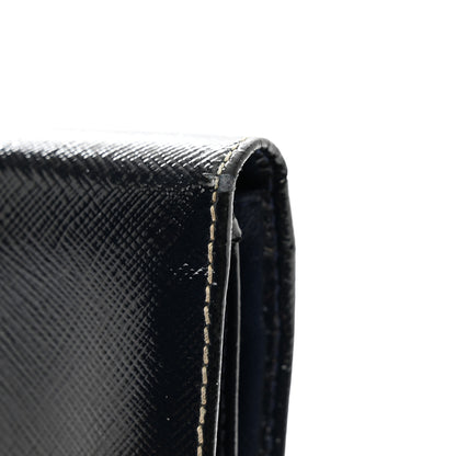 Prada Saffiano Vernice Tri-Fold Compact Wallet Navy Blue 8 of 12