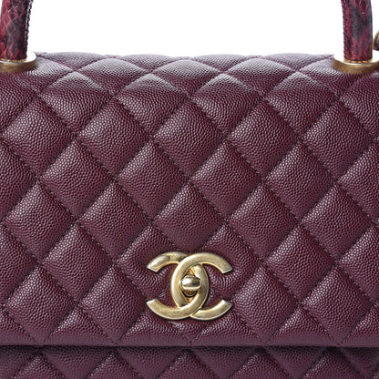 Chanel Caviar Elaphe Quilted Small Coco Handle Flap Burgundy 8 of 14