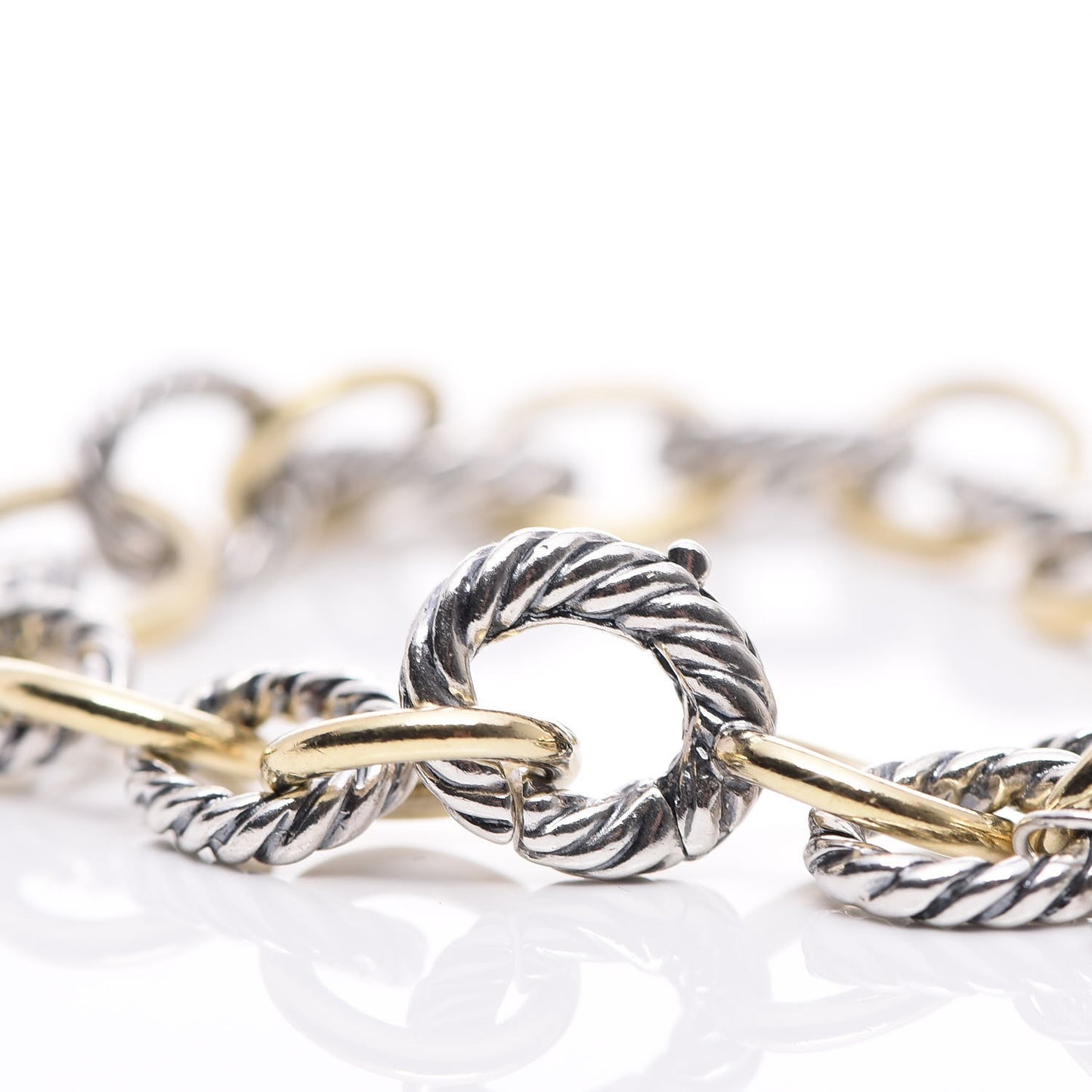Sterling Silver 18K Yellow Gold 10mm Medium Oval Link Bracelet