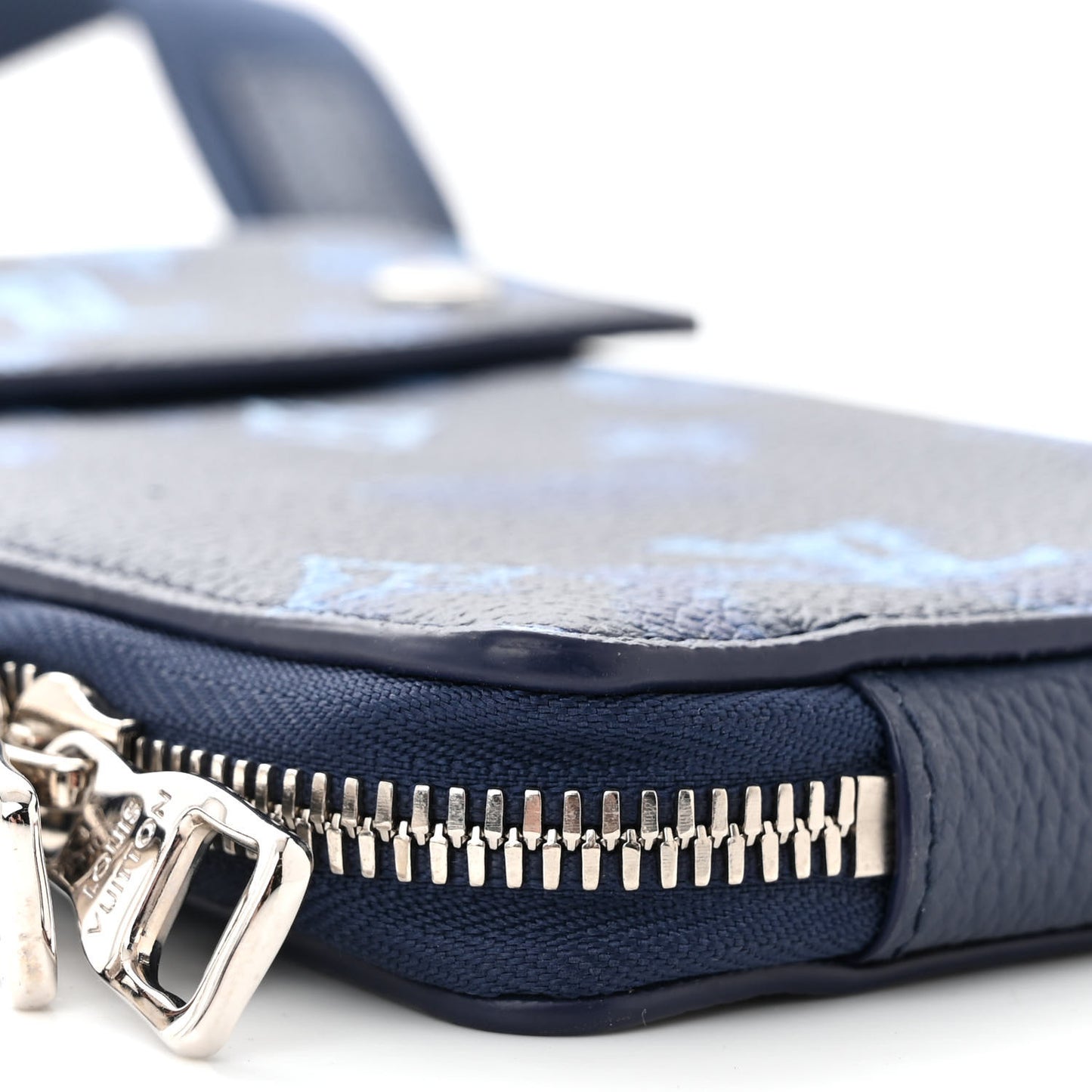 Monogram Ink Watercolor Phone Pouch Blue