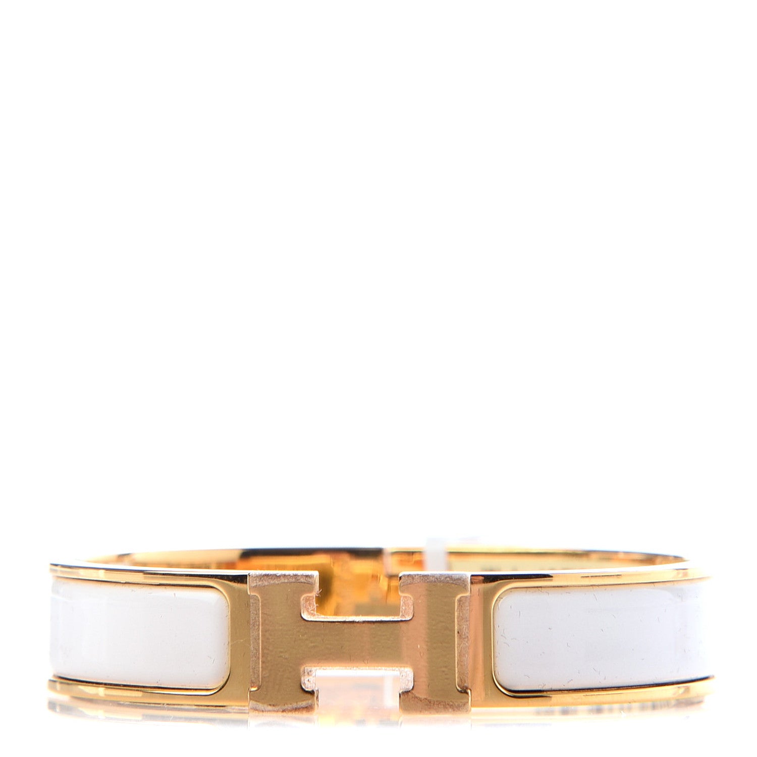 Hermes Enamel Narrow Clic Clac H Bracelet PM White 1 of 7