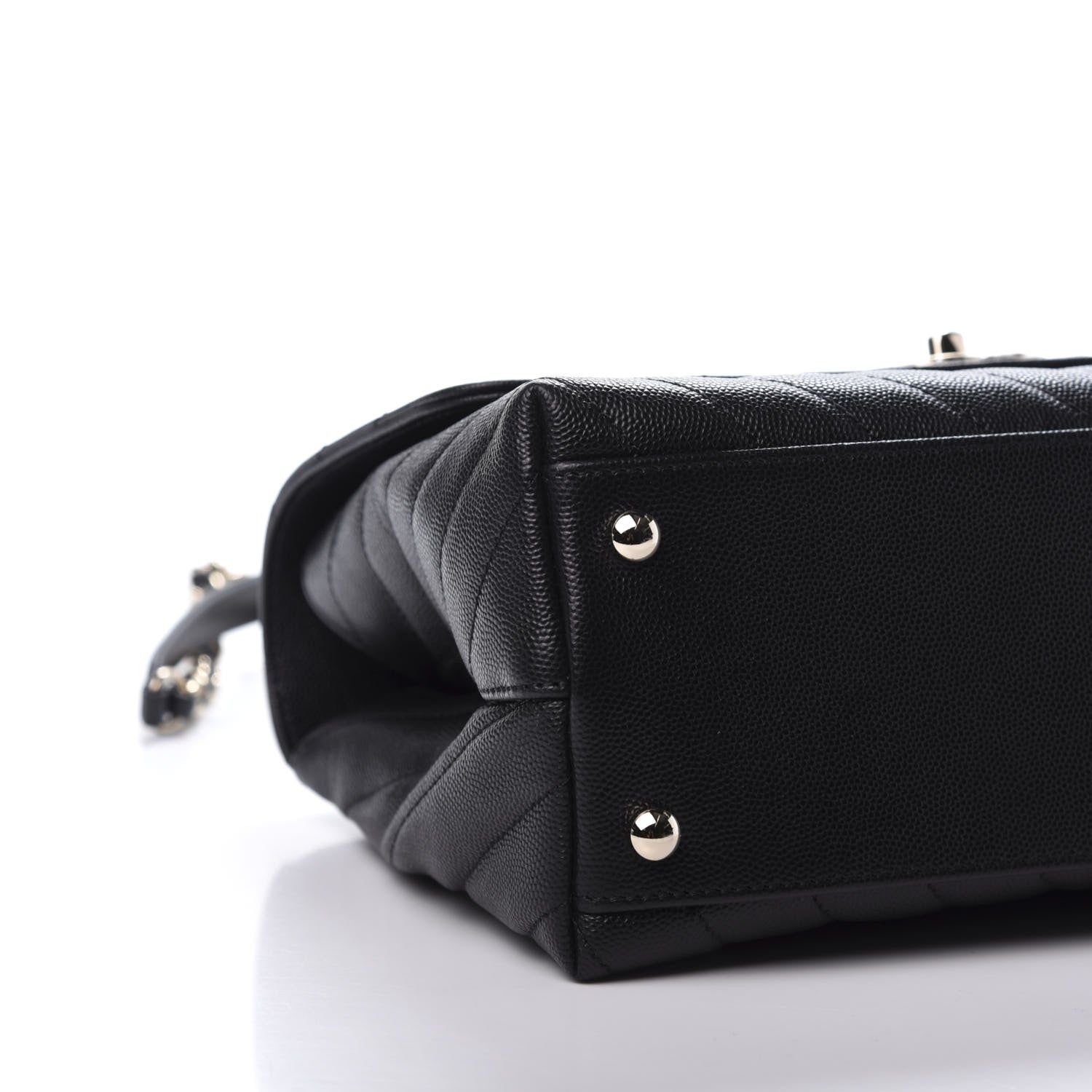 Chanel Caviar Chevron Quilted Small Coco Handle Flap Black 6 of 11