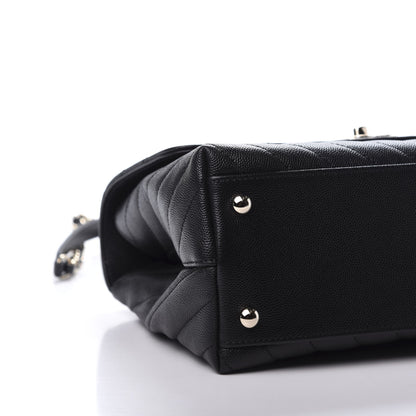 Chanel Caviar Chevron Quilted Small Coco Handle Flap Black 6 of 11