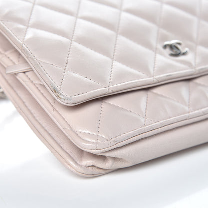 Chanel Lambskin Quilted Wallet On Chain WOC Rose Pale 16 of 17