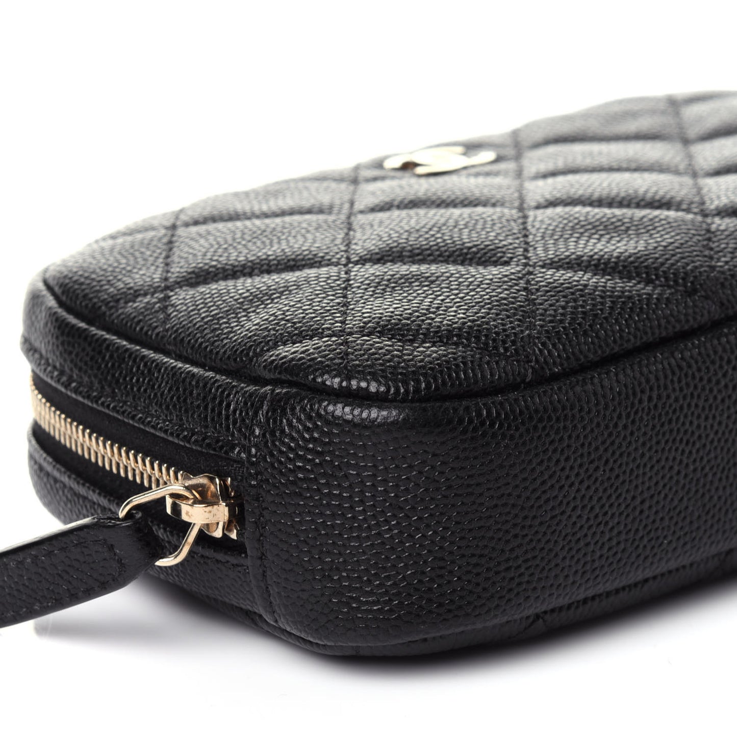 Caviar Quilted Small Curvy Pouch Cosmetic Case Black