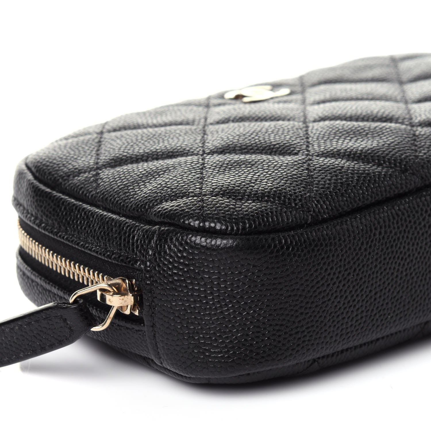 Chanel Caviar Quilted Small Curvy Pouch Cosmetic Case Black 8 of 11