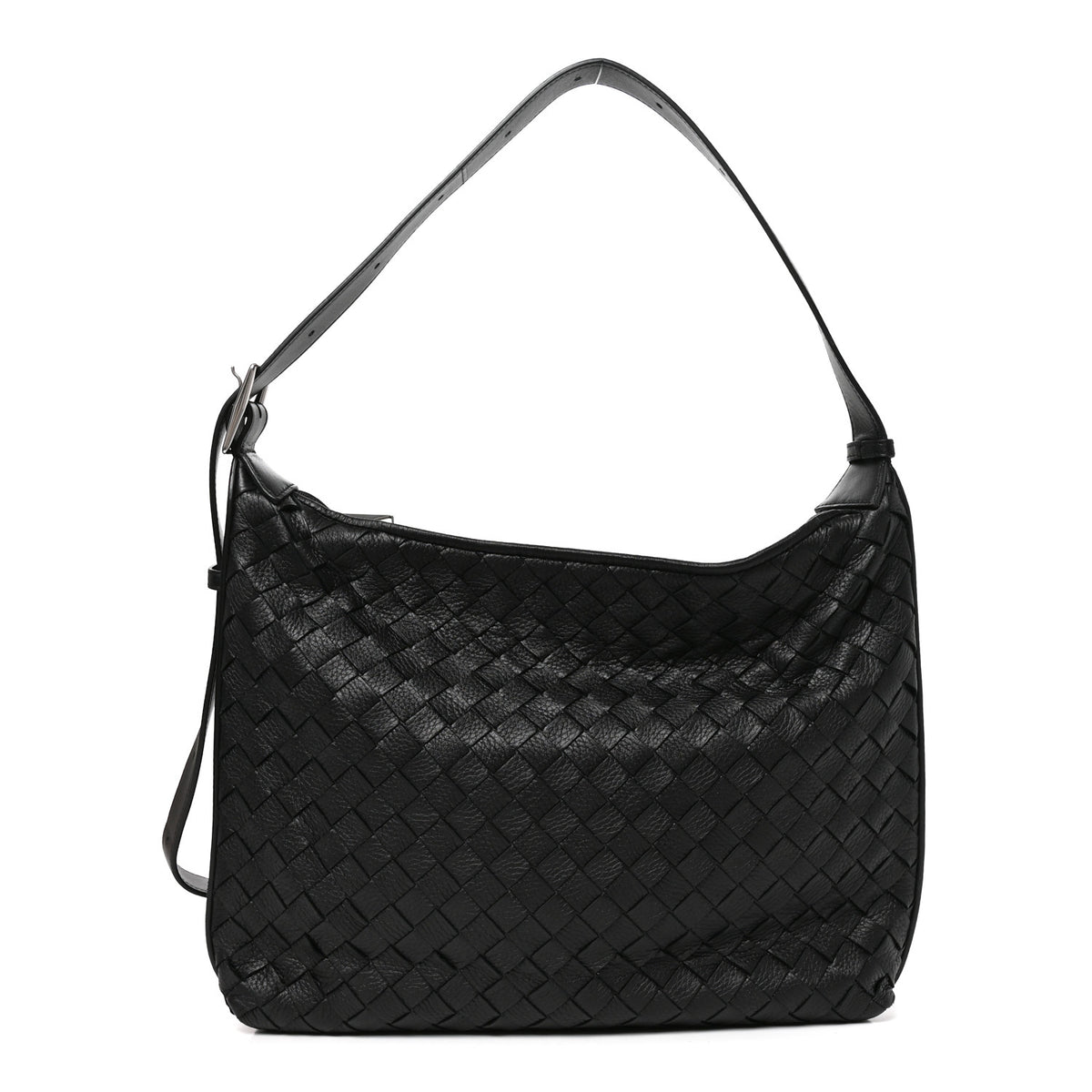 Deerskin Intrecciato Small Traveler Hobo Black