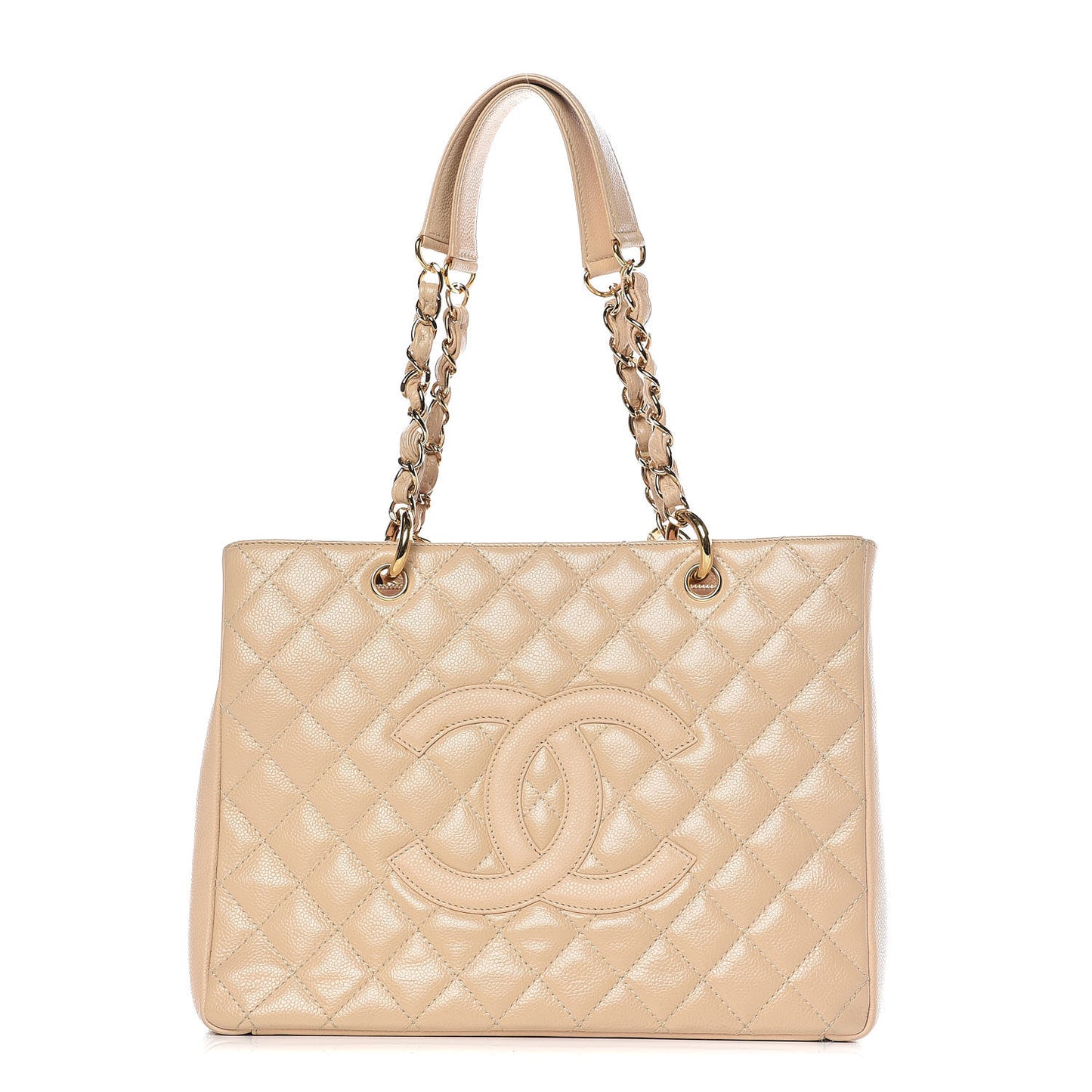 Caviar Quilted Grand Shopping Tote GST Beige Clair