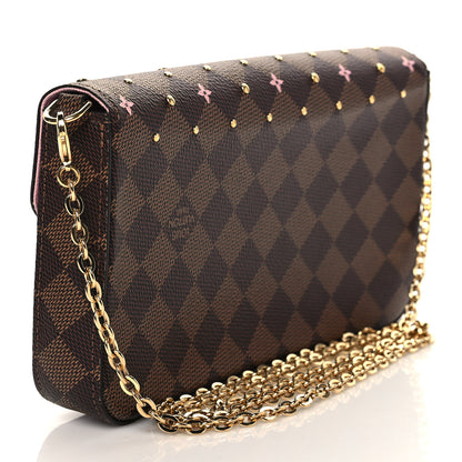 Louis Vuitton Damier Ebene Studded Pochette Felicie Chain Wallet 3 of 9