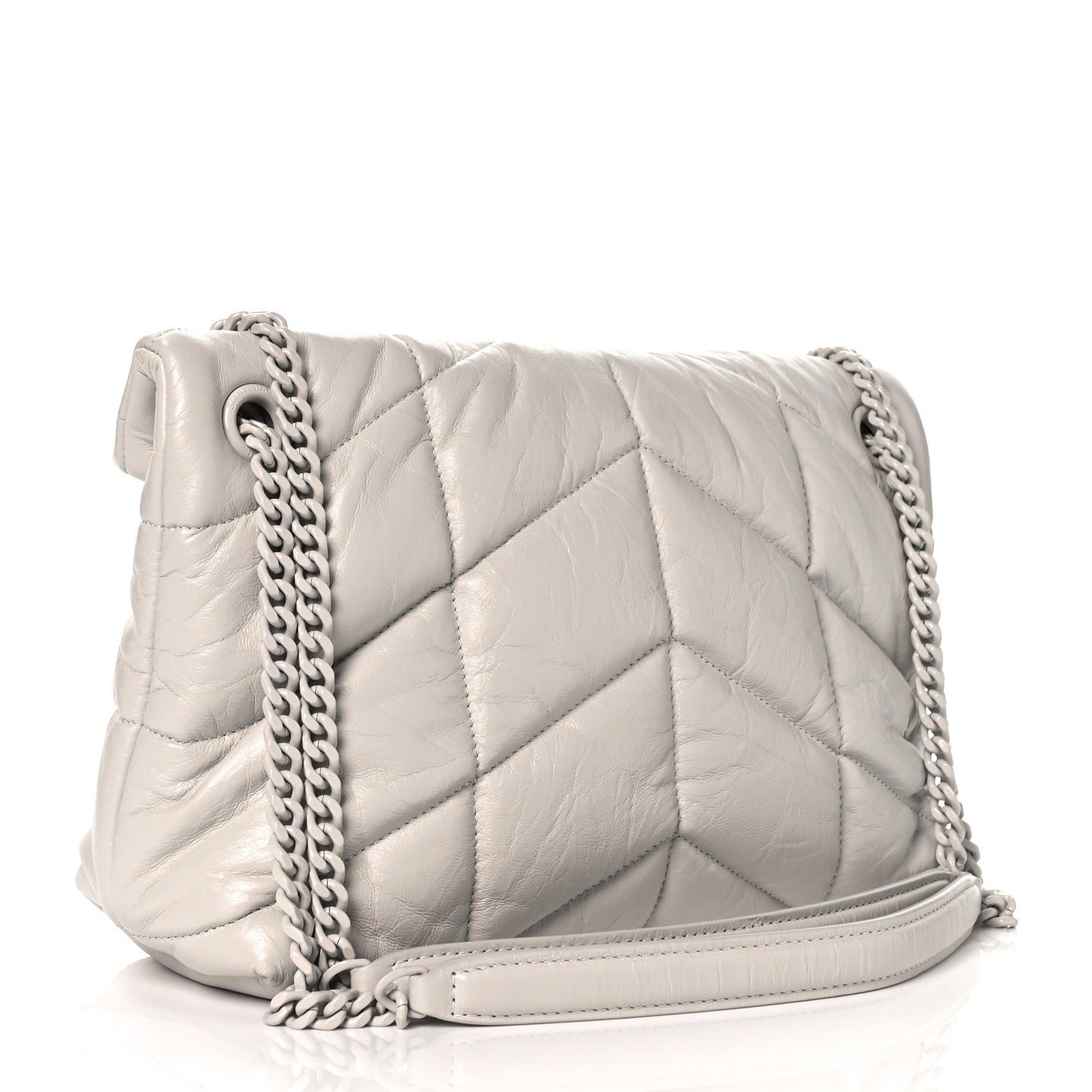 Lambskin Quilted Small Loulou Puffer Monogram Chain Satchel Crema Soft