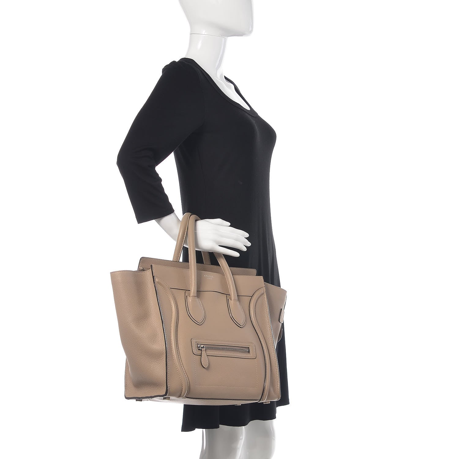 Celine Drummed Calfskin Mini Luggage Dune 2 of 21