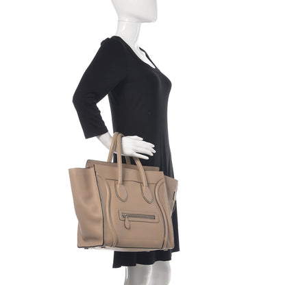 Celine Drummed Calfskin Mini Luggage Dune 2 of 21