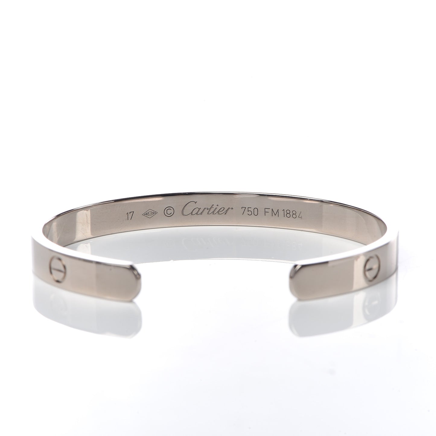 18K White Gold LOVE Cuff Bracelet 17