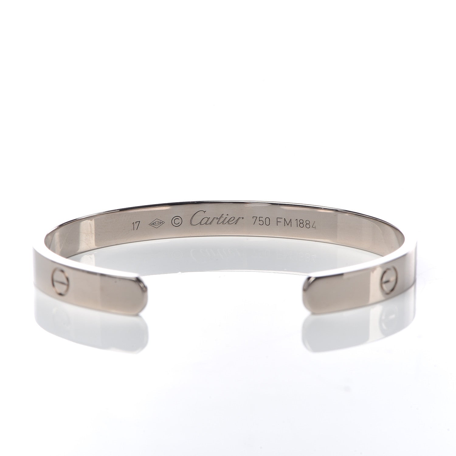 Cartier 18K White Gold LOVE Cuff Bracelet 17 4 of 5
