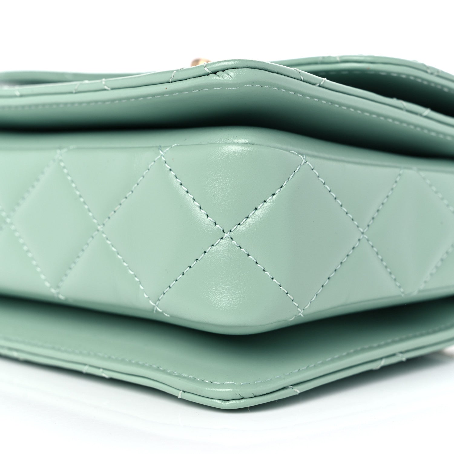 Chanel Shiny Calfskin Quilted Mini Metal Top Handle Flap Light Green 9 of 10
