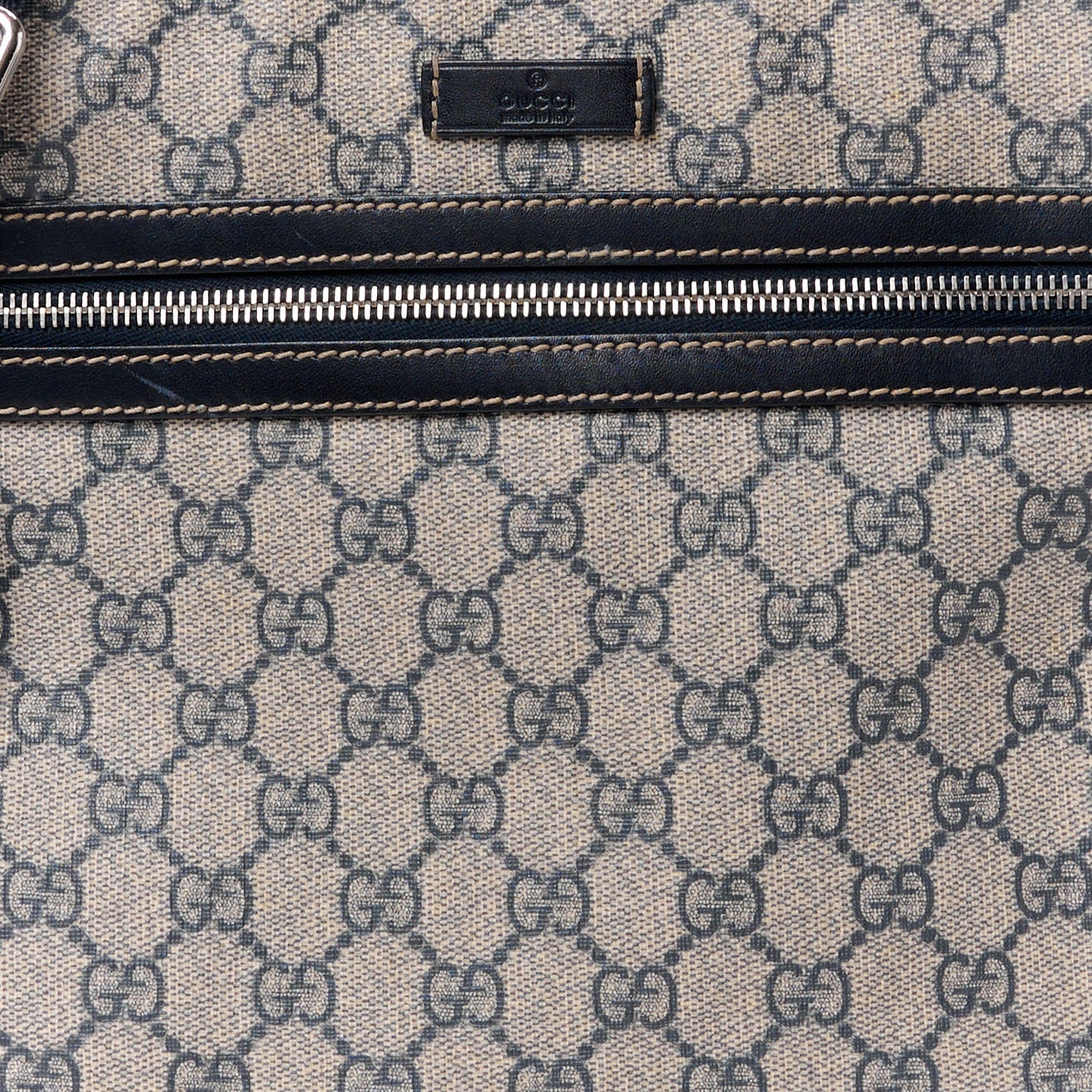 GG Supreme Monogram Small Flat Side Zip Messenger Bag Beige Blue