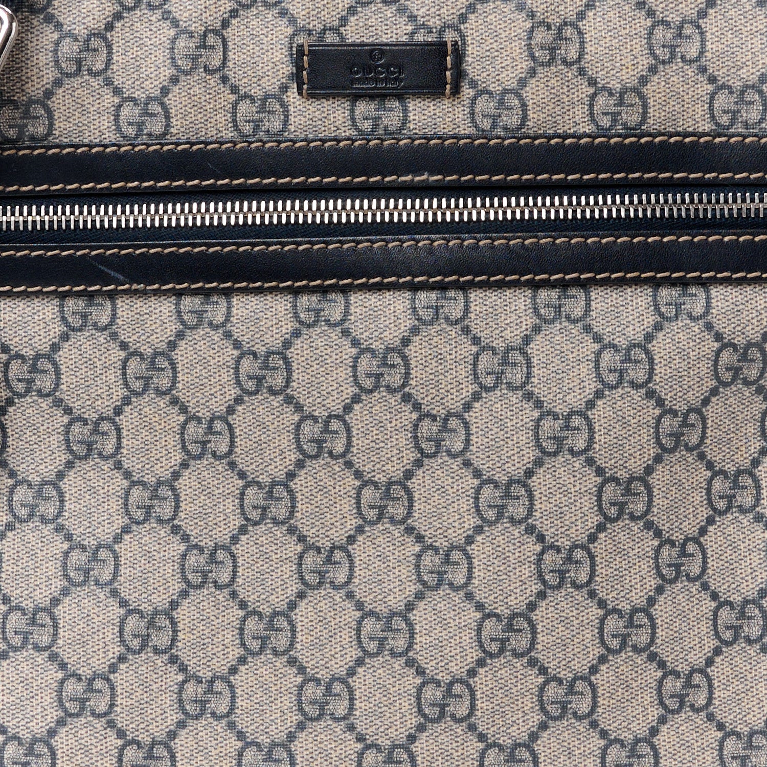 Gucci GG Supreme Monogram Small Flat Side Zip Messenger Bag Beige Blue 9 of 17