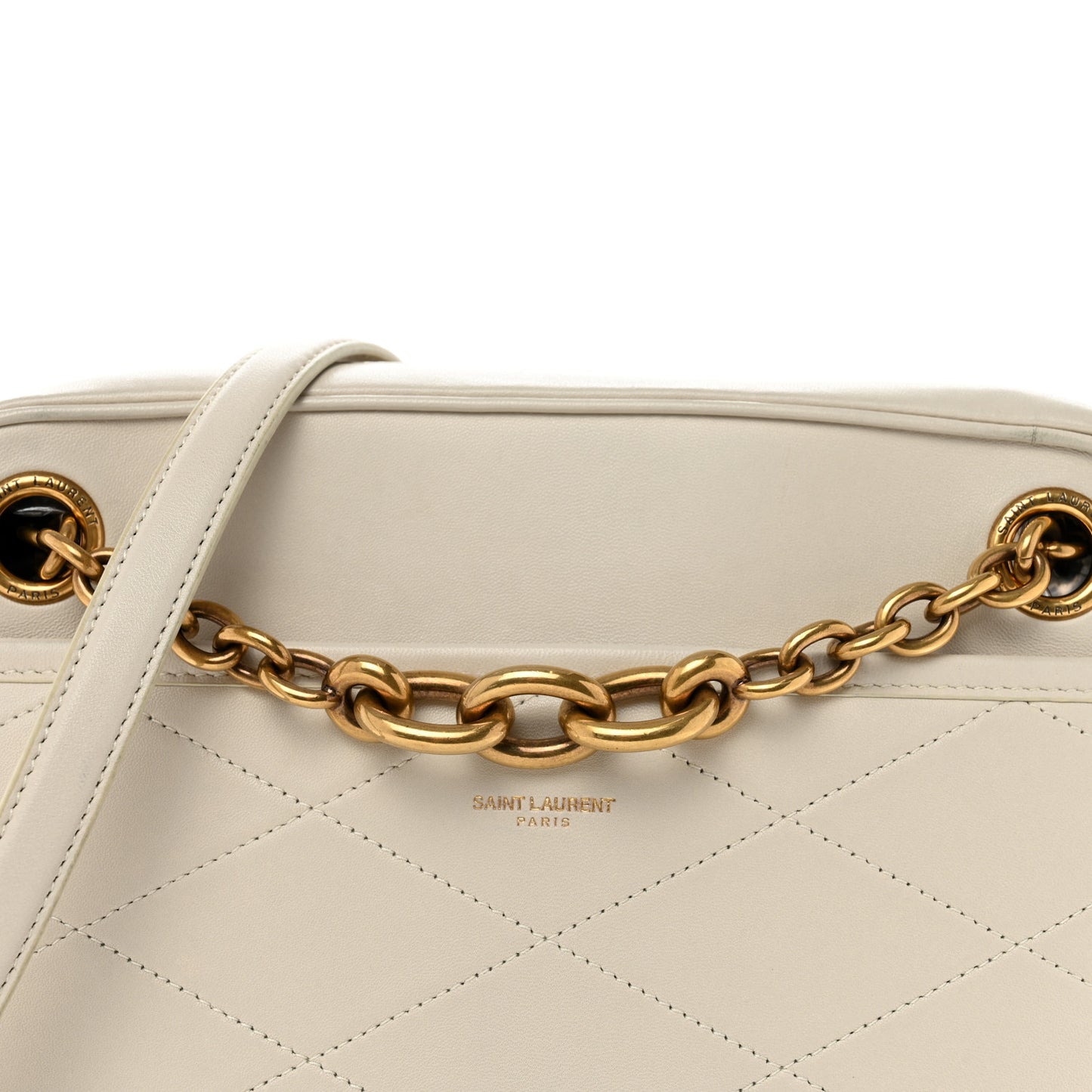 Lambskin Quilted Le Maillon Chain Strap Crossbody Crema Soft
