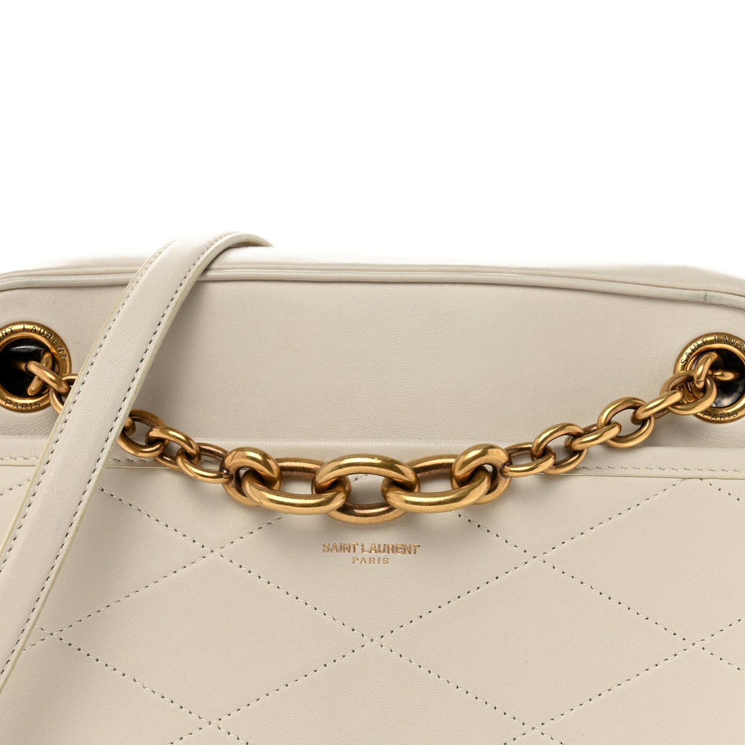 Saint Laurent Lambskin Quilted Le Maillon Chain Strap Crossbody Crema Soft 8 of 12