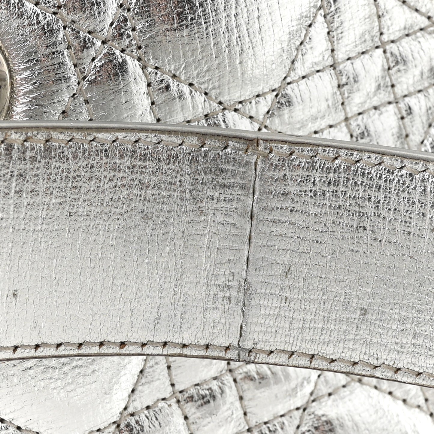 Metallic Grained Calfskin Cannage Small Lucky Badges My Lady Dior Silver