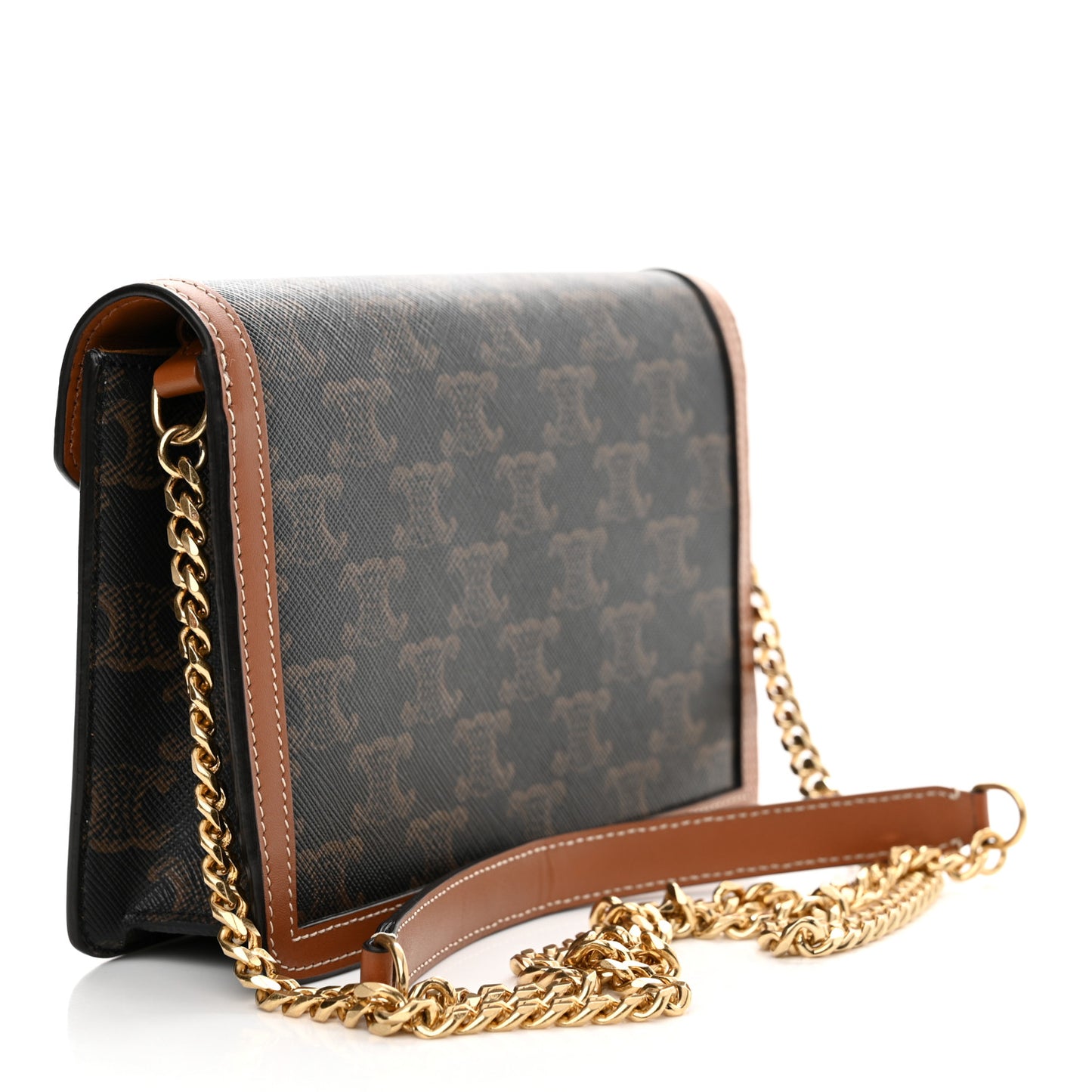 Triomphe Canvas Calfskin Margo Wallet on Chain Tan