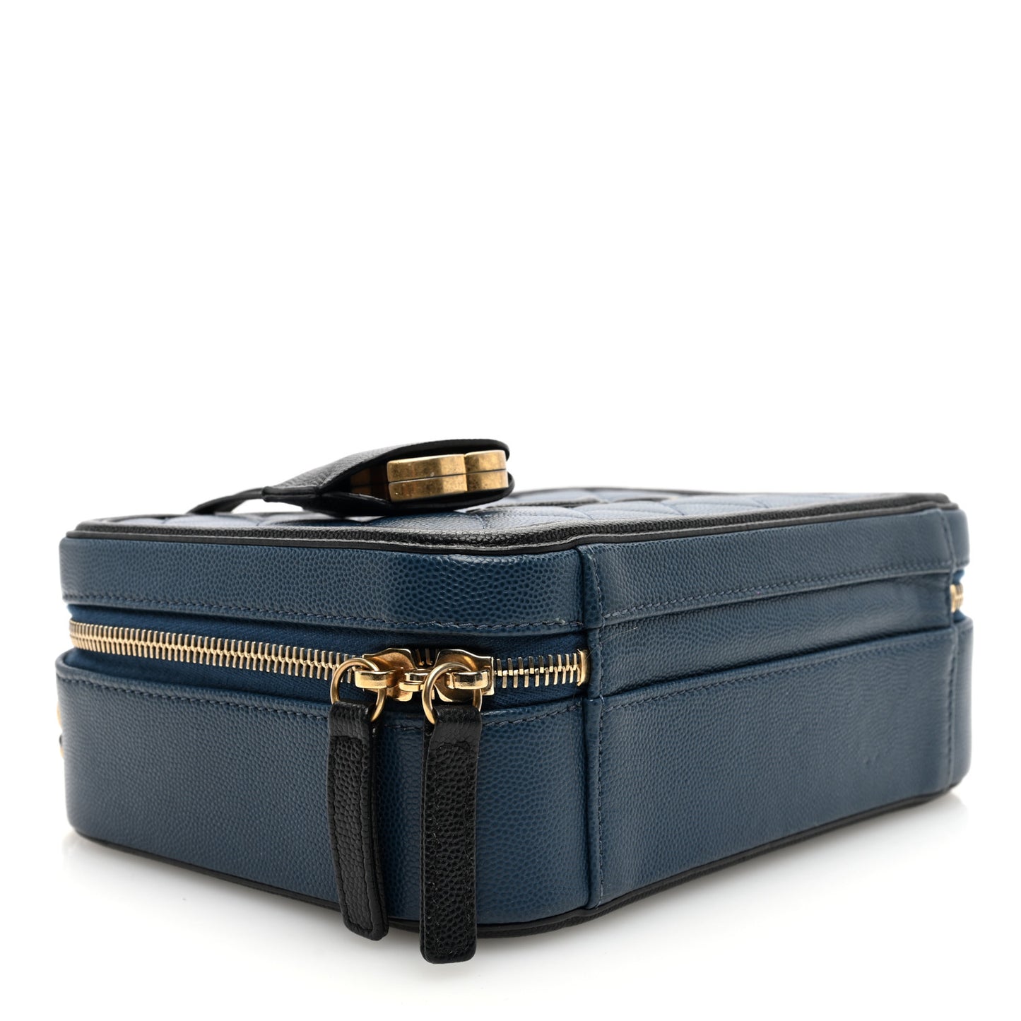 Caviar Quilted Medium CC Filigree Vanity Case Navy Black