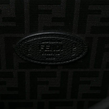Fendi Cuoio Romano Selleria Vitello Grace Glazed Fabric FF 1974 Large Peekaboo Iconic Essential Satchel Black 6 of 7